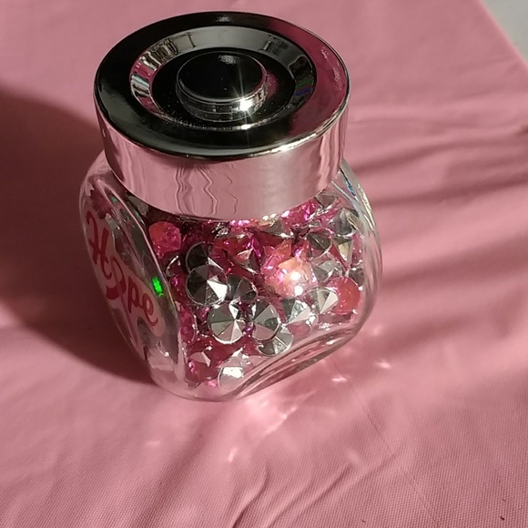 Breast Cancer Awareness Pink Rhinestones Gem 1.05 oz Keepsake Bottle Jar Crafts - Picture 3 of 12